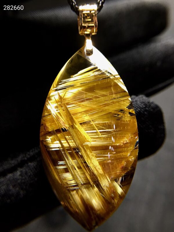 Naturalne złote Rutilated kwarcowy kropla wody wisiorek bogaty kryształ 36.3*19.6*10.5mm Rutilated biżuteria kobiety mężczyźni brazylia AAAAAAA