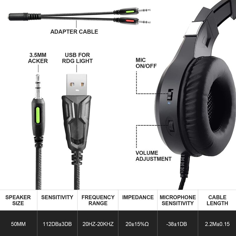 Gaming Headset Xbox One Headset with Stereo Surround Sound wired PC Game Headphones With Microphone For Computer PS4 Xbox One