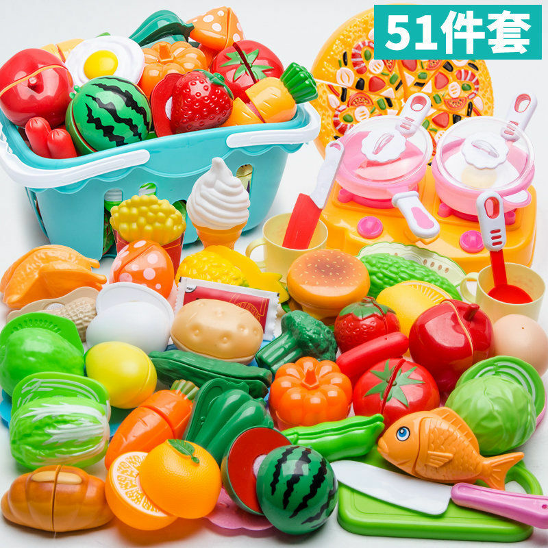Crianças corte de frutas e brinquedo feliz pacote menino jogar casa legumes bebê pode cortar cozinha menina cortar frutas
