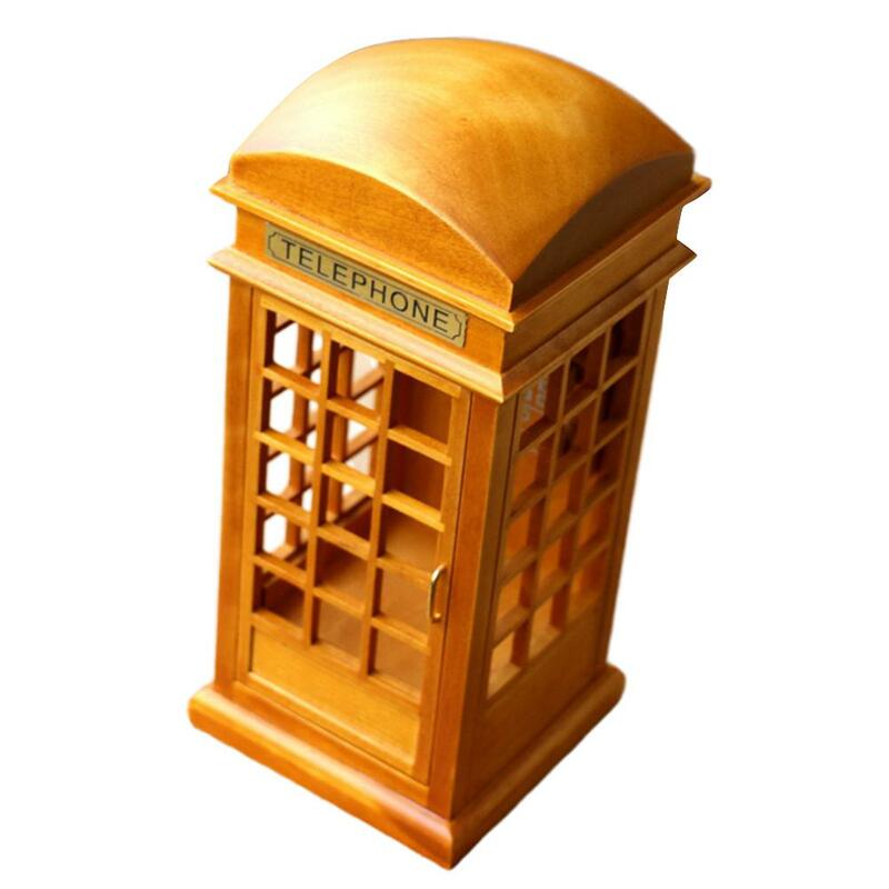 Kuulee di Legno Creativo Regalo Di Compleanno Della Ragazza Della Ragazza Decorazione di Music Box Cabina Telefonica di Simulazione Del Telefono di Musica Stand