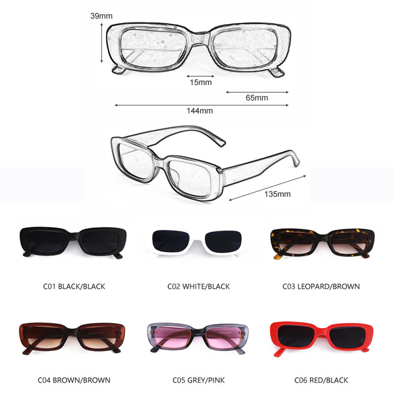Petites lunettes de soleil rectangulaires vintage pour femmes, verres de couleur bonbon, miroir carré, rétro plat, lentille transparente MM06