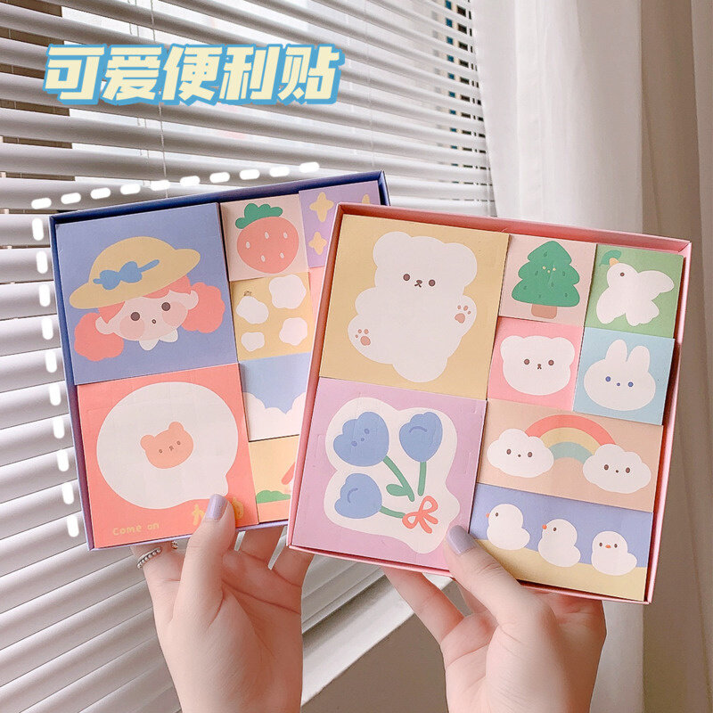 Kawaii Sticky Notes Note Set carino Ins Wind N Times adesivi Planner Sticker cartoleria per studenti Sticky Note Book confezione regalo Memo
