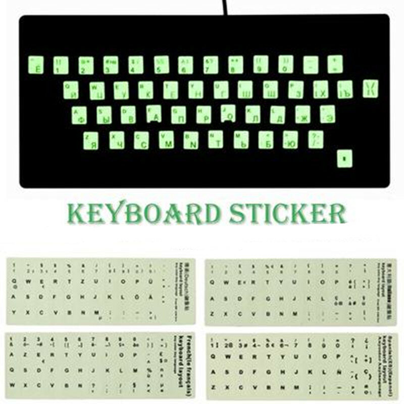 5-Language Computer Waterproof Fluorescent Protective Film Luminous Keyboard Stickers Practical All Kinds Of Office Keyboards
