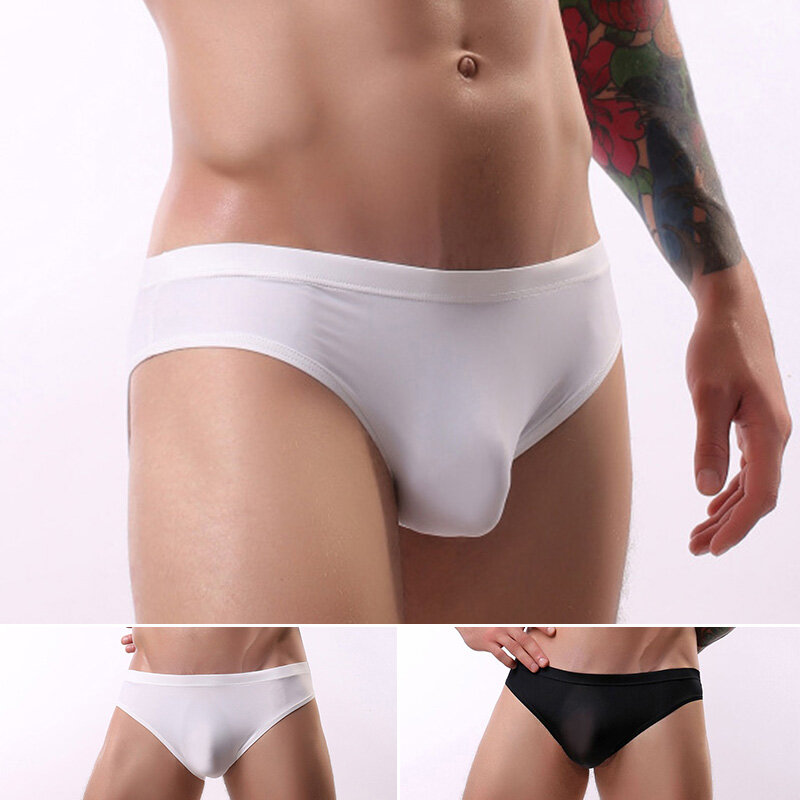 Men's Sexy Underwear Super Thin Breathable Seamless Briefs Underpants Fashion Comfortable Ice Silk Bikini Gay Men Underpants