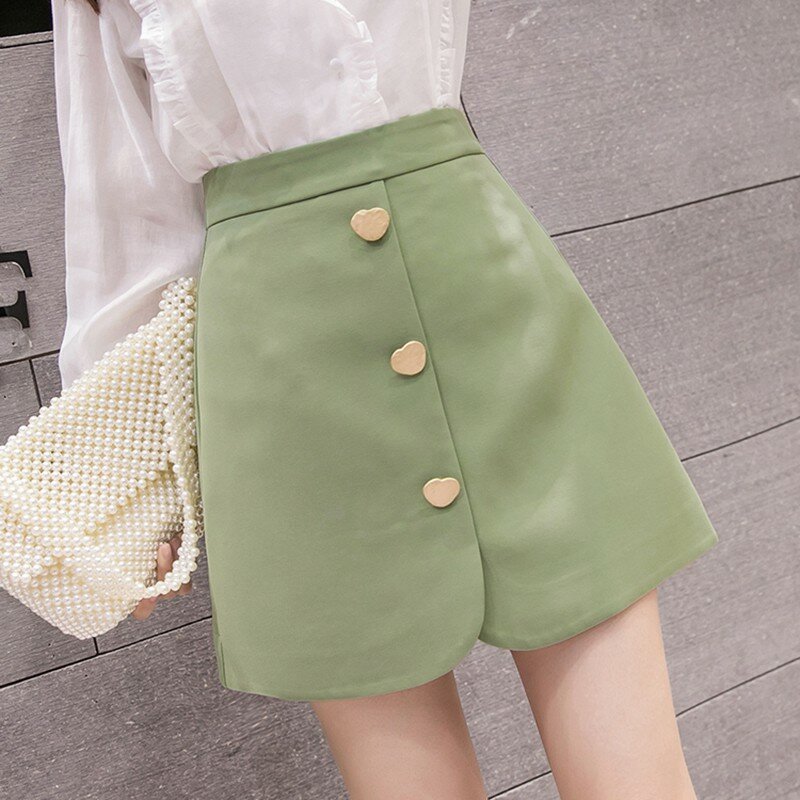 Mulher saias de verão estilo coreano selvagem retro suave cintura alta emagrecimento fino cor sólida a linha saia moda retro saias