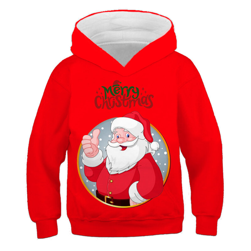 2022 Christmas clothes Baby Boy Hooded cute Cartoon 3D Print Girls Hoodies Children's Clothing birthday gift Autumn Pullovers
