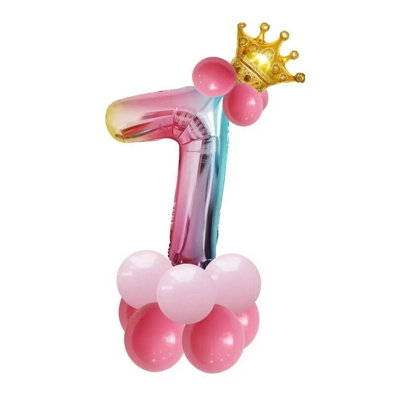 Juego de decoraciones para fiesta de cumpleaños, globos de 32 pulgadas, corona de cumpleaños, papel de aluminio, decoraciones para fiesta de cumpleaños, 14 Uds.