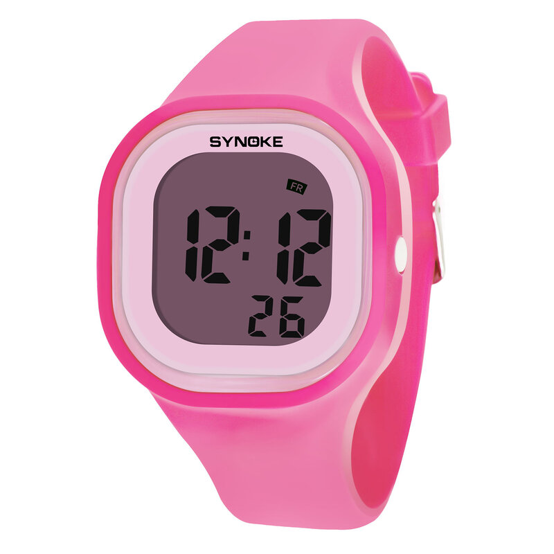 Synoke relógio de pulso infantil colorido, novo relógio fashion para crianças meninos e meninas silicone com led e luz digital