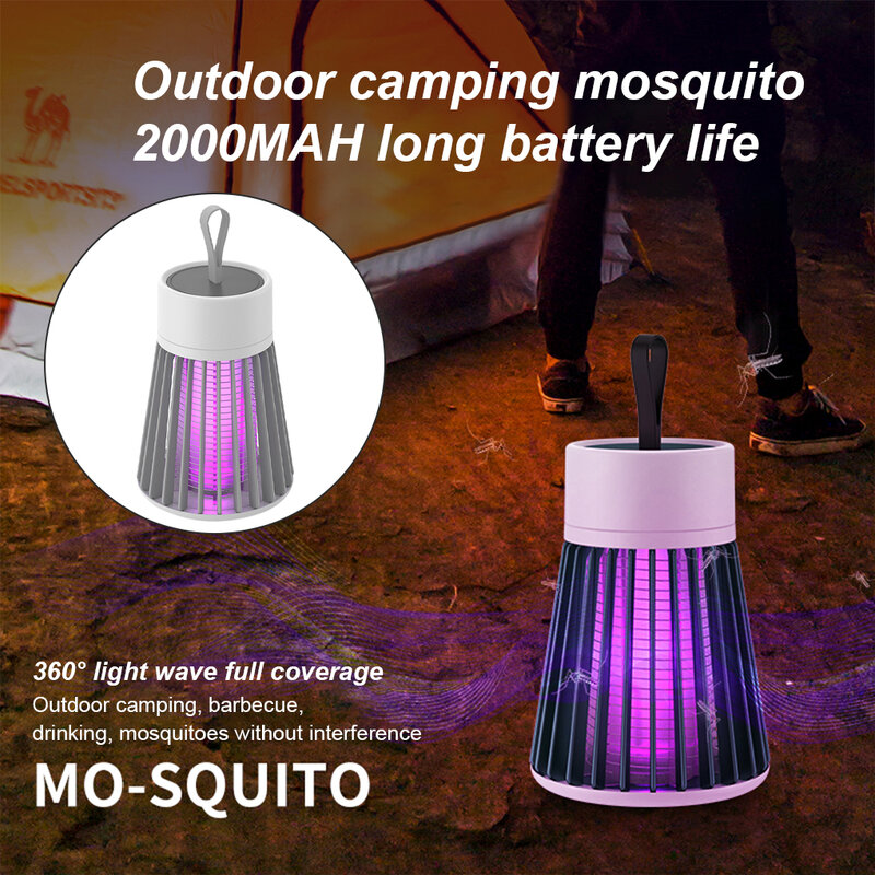 충전식 LED 모기 킬러 램프 곤충 빛 USB 해충 방제 램프 비행 버그 유인 보라색 빛 실내 야외 플라이 트랩
