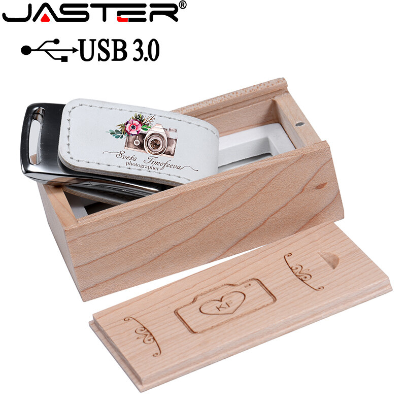 Nuovi regali carini in pelle USB 3.0 Flash drive in legno regali di fotografia di nozze all'ingrosso LOGO personalizzato gratuito sopra (1 pz LOGO gratuito)