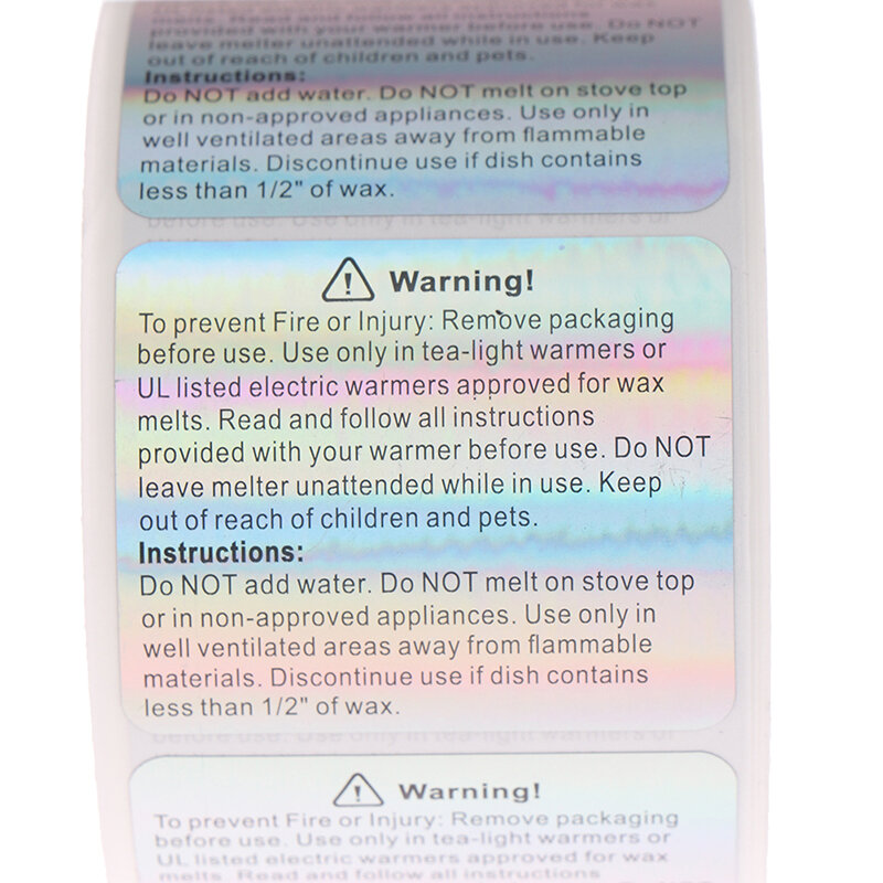600 Stuks/Roll Van Kaars Veiligheidswaarschuwing Label Kan Waterdicht Wax Smelten Veiligheid Label Kaars Kan Sticker