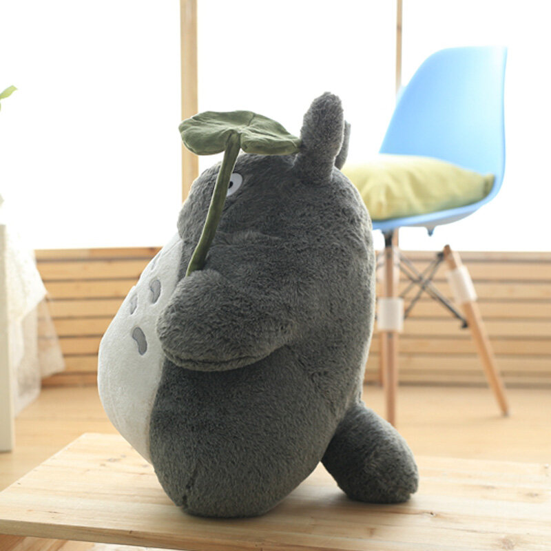 Peluche de Totoro Adorable de 30-70cm para niños, muñeco de personaje de dibujos animados Kawaii con hoja de loto o dientes