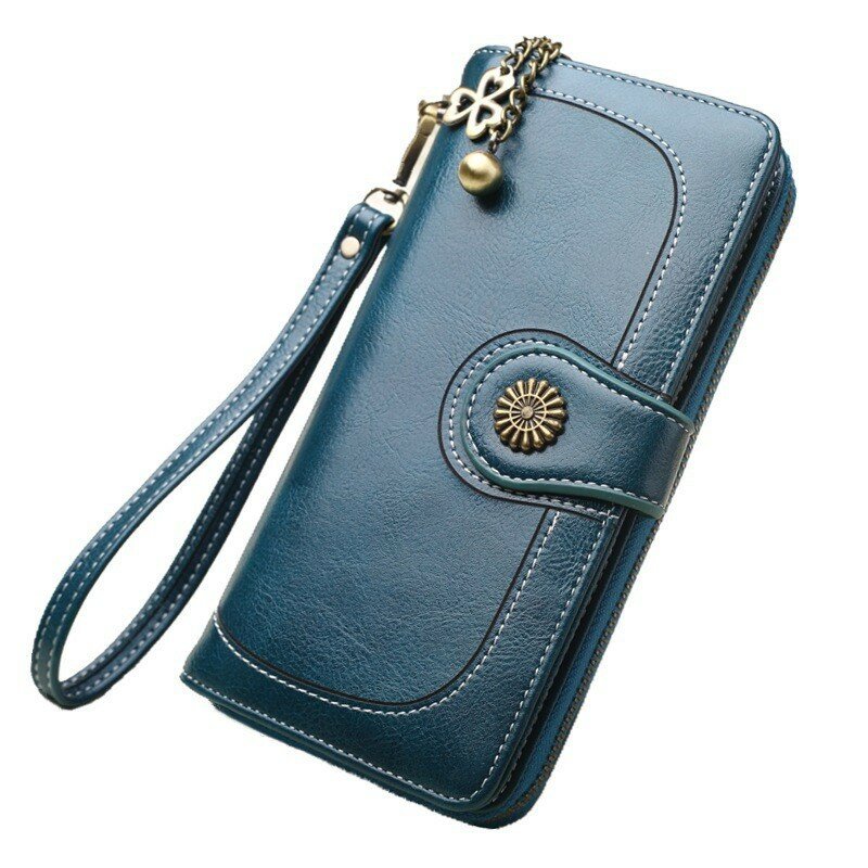 女性のための透かし彫りの革の財布,長いジッパー付きの財布,iphoneのハンドバッグ