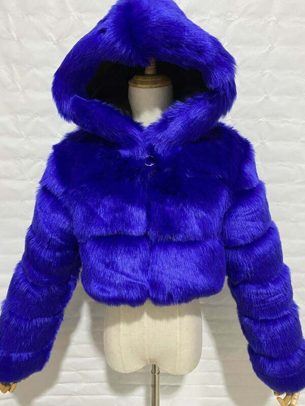 2020 Warm FurryตัดFaux Furเสื้อโค้ทและแจ็คเก็ตFluffy Top Coat Hoodedฤดูหนาวเสื้อขนสัตว์