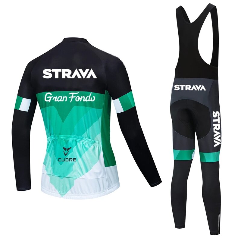 STRAVA-Conjunto de jersey de ciclismo de manga larga para hombre, ropa de ciclismo de montaña, uniforme, 2021