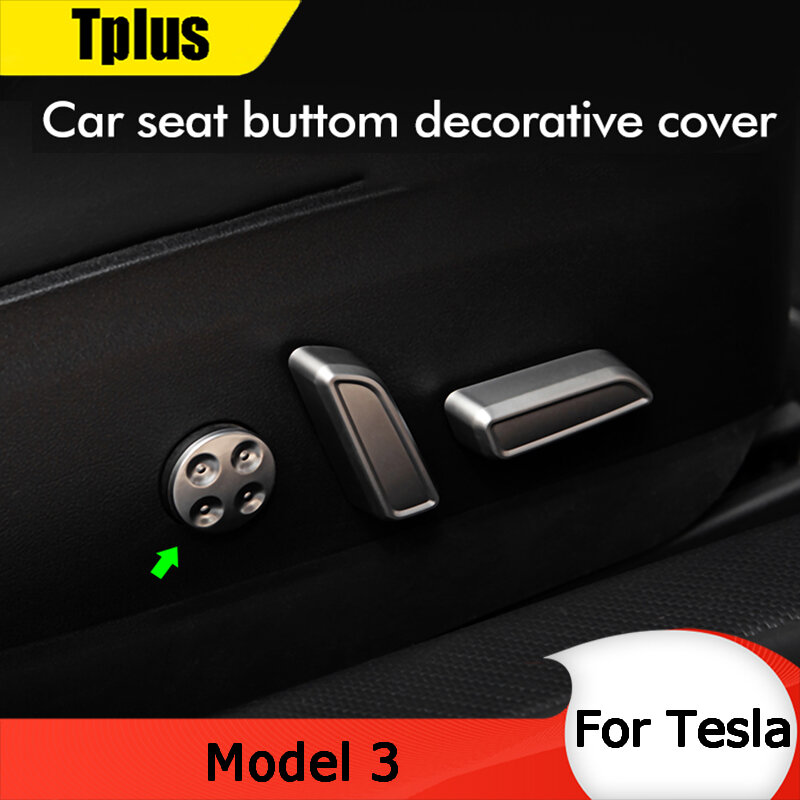 Penutup Tombol Penyesuaian Kursi Mobil Model 3 untuk Model Tesla 3 Aksesori Penutup Pelindung Sakelar Putar Desain Dekorasi