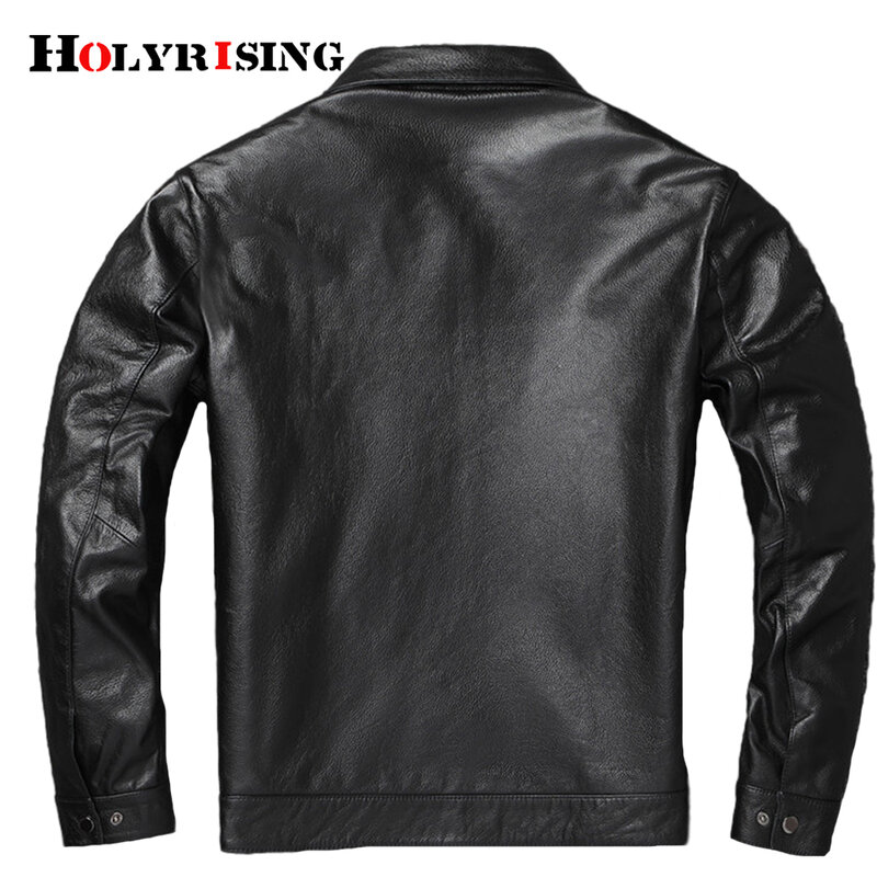 Мужская мотоциклетная куртка, из натуральной коровьей кожи, с отложным воротником, винтажная черная одежда, 100%, 19434