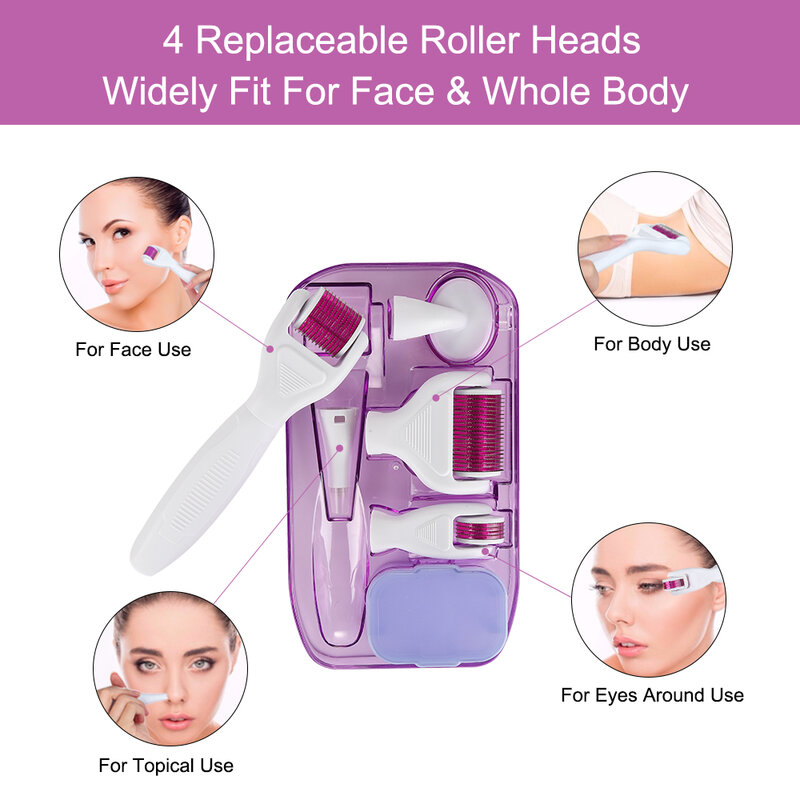 6 In 1 Microneedle Derma Roller Kit Titanium Dermaroller Micro Naald Gezicht Roller Huidverzorging Voor Huidverzorging En Lichaam behandeling