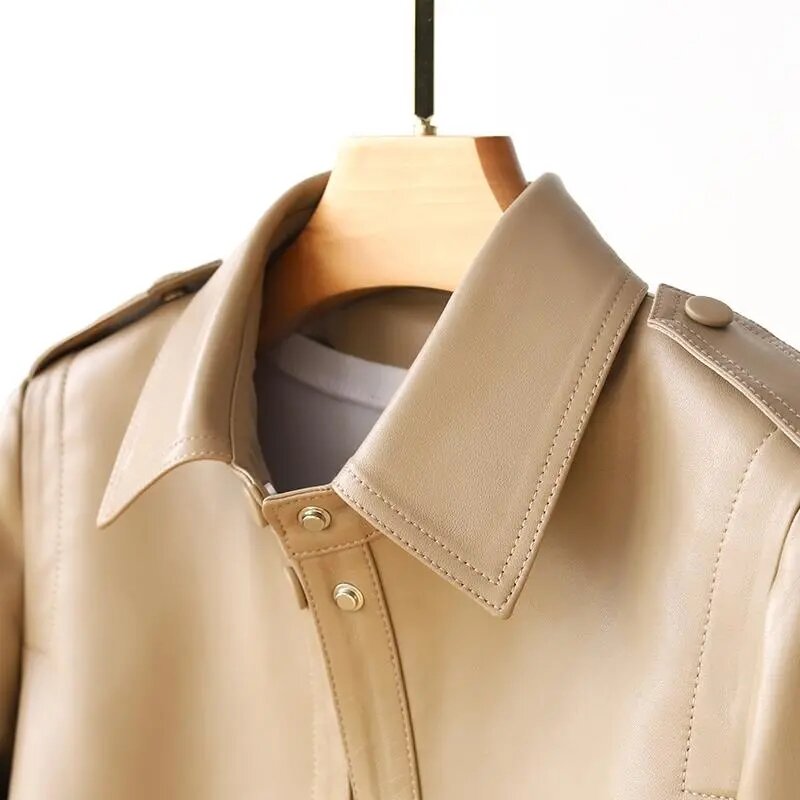 Женская короткая куртка на пуговицах, Повседневная однобортная приталенная куртка из искусственной овечьей кожи с отложным воротником, весна-осень