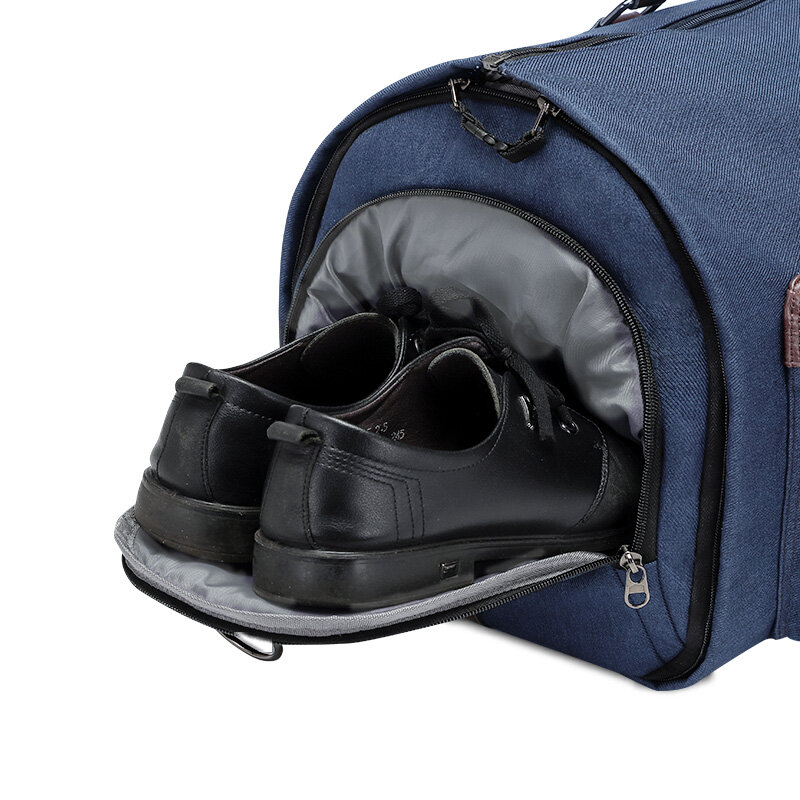 Modoker Garment Reisetasche mit Schulter Gurt Seesack Tragen auf Hängen Koffer Kleidung Business Mehrere Taschen Blau Packung