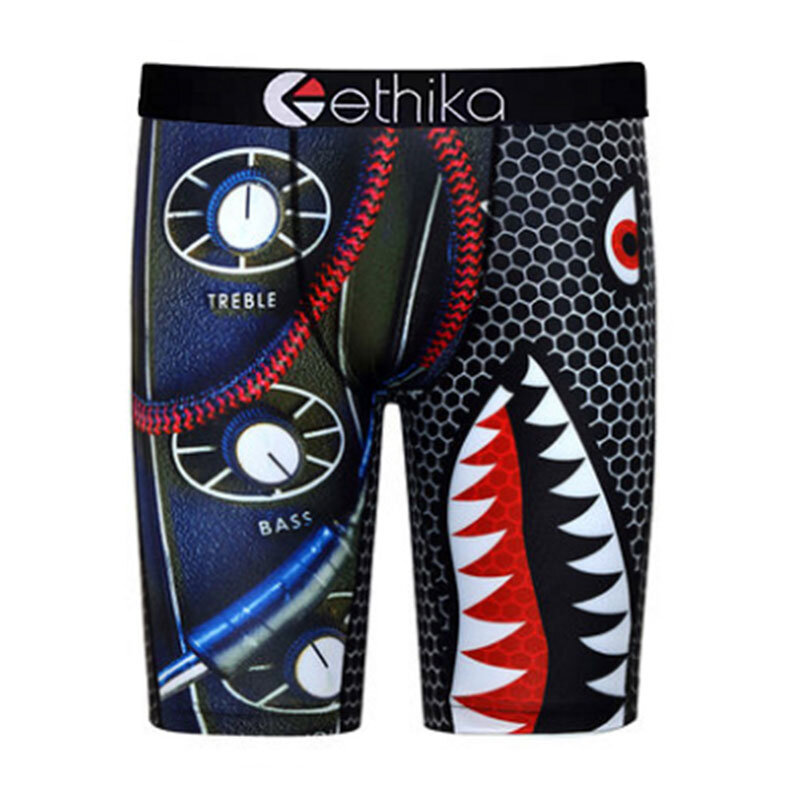 Ethka ethka – Boxer pour hommes, slip de sport, Style plage, marque tendance, en Polyester, à longues jambes, motif requin, imprimé Camouflage