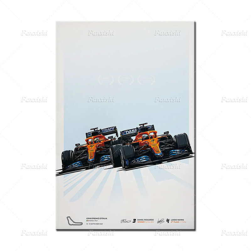 F1 Car MCL35M Monza Podium - Legends F1 Poster Wall Art Canvas Painting Hd Print Modular Picture Home Living Room Decor Man Gift