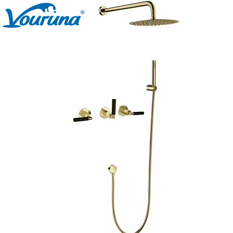vouruna luxurious rose golden shower kit & bath kit