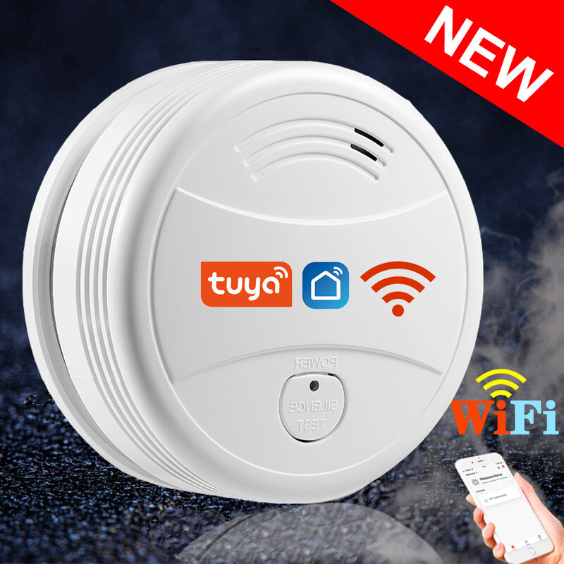 Baru Peralatan Perlindungan Alarm Kebakaran Detektor Asap WiFi Tuya Ultra-tipis dengan Persetujuan CE Smartlife Sensor Alarm Asap Smokehouse