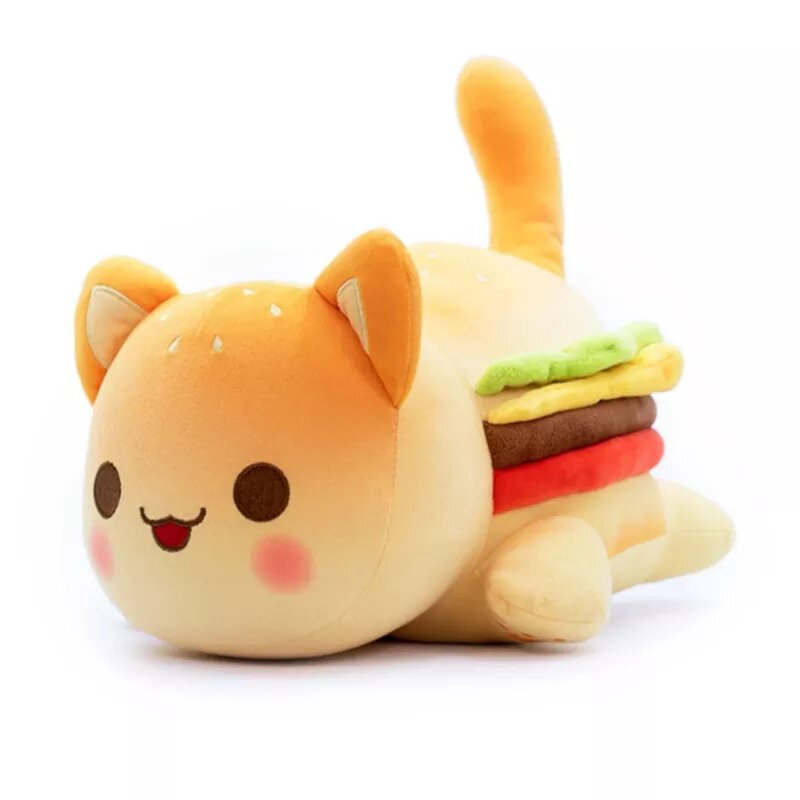 Lucu Meows Aphmau Boneka Mewah Aphmau Mee Meow Makanan Kucing Coke Kentang Goreng Burger Roti Sandwich Bantal Tidur Hadiah Anak-anak