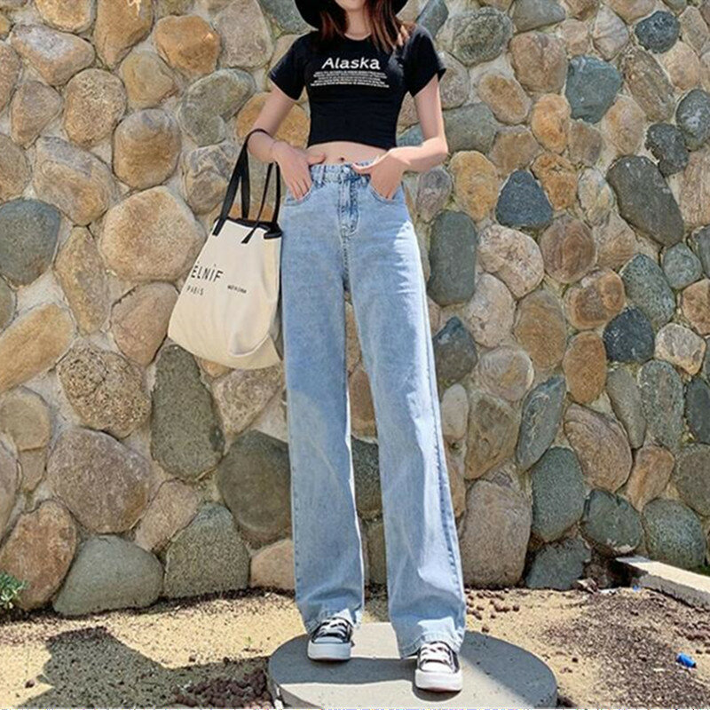 Kobieta dżinsy wysokiej talii ubrania szerokie nogawki odzież dżinsowa Streetwear jakość w stylu Vintage 2020 moda lato Harajuku luźne spodnie