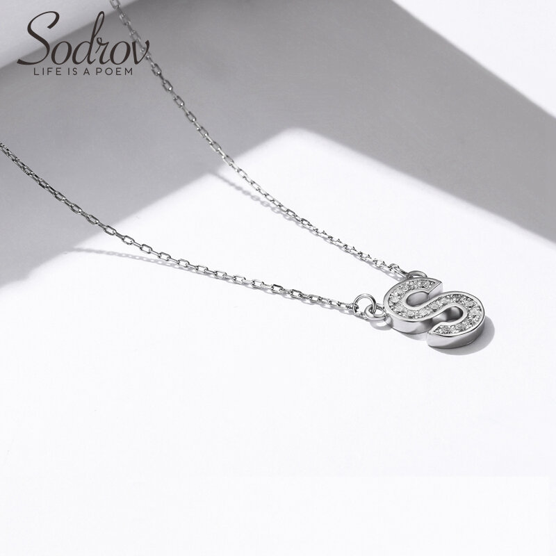 Sodrov Necklace 925 Sterling Silver Pendant Link Chain Women Letter Fine Jewelry A L S M N