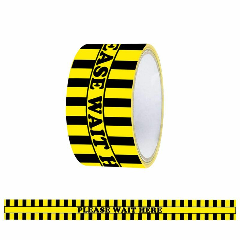 1 rollo, espera aquí, cinta de advertencia para el suelo, cinta de señalización Social, amarilla