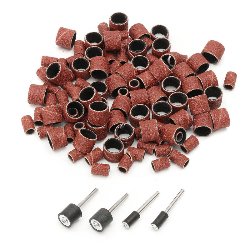 100 pces tambor lixa bandas com 4 mandrels kit para polimento de metais cerâmica reparação