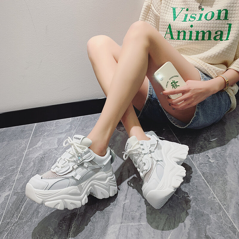 Height Increasing Chunky Sneakers Women Platform Shoes New Fashion Breathable Sport 2021 Designer Sneakers Woman Basket Femme