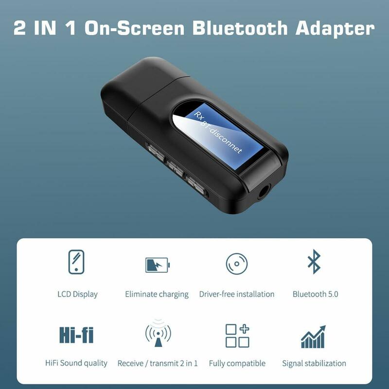 Adaptateur USB sans fil Bluetooth 5.0, récepteur Audio avec écran LCD, Module de lumière pour la télévision
