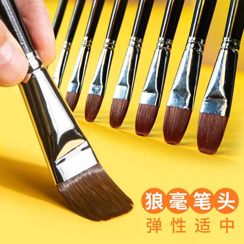 6pcs/Set Artist Nylon Oil Paint Brush Pen for Painting Wooden Handle Paint Brushes For Acrylic Painting Student School Supplies