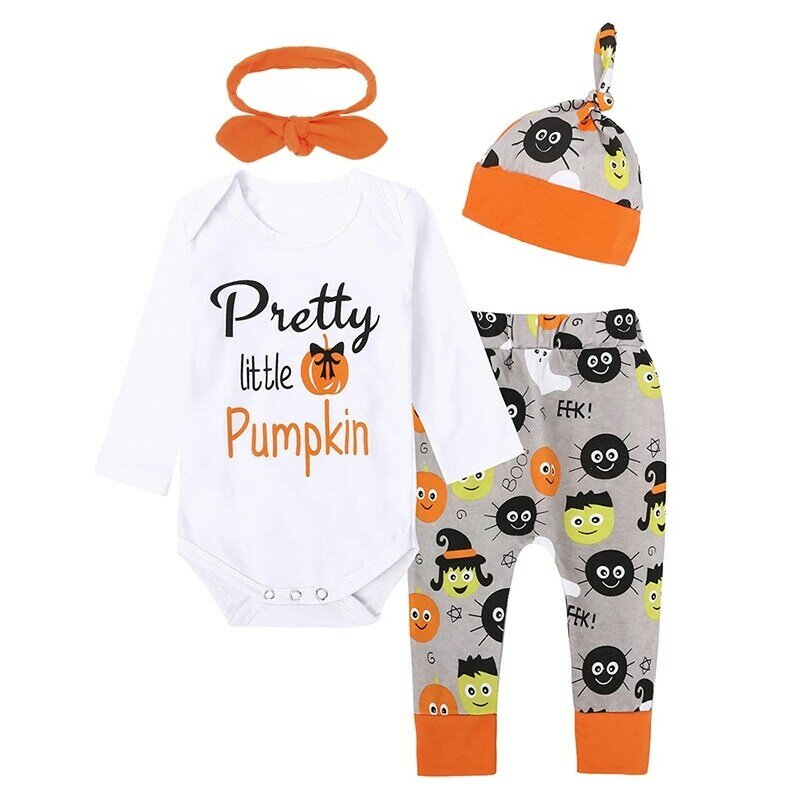 Fashion Kids Baby Boy Girls Rompers Set Toddler Baby Girl Boy Autumn Spring Casual Print Pants Suit 3PCS Hat Outfit Baby Clothes