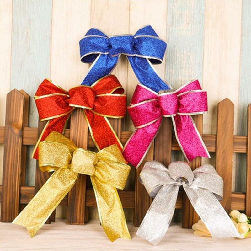 10Pcs Fadeless Christmas Bows Decoration Crushing Resistance Fabric Festival Ambience Xmas Bowknot Party Supplies