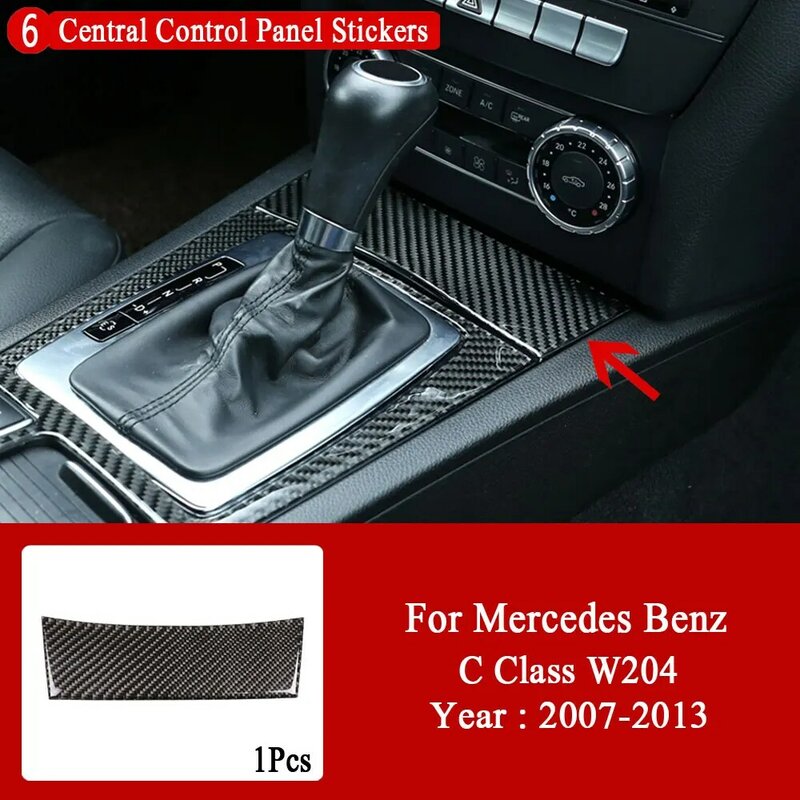 Al estilo de fibra para Mercedes-Benz Clase C W204 2007-2013 Panel de Control Central de la moldura de cubierta de marco de la etiqueta engomada