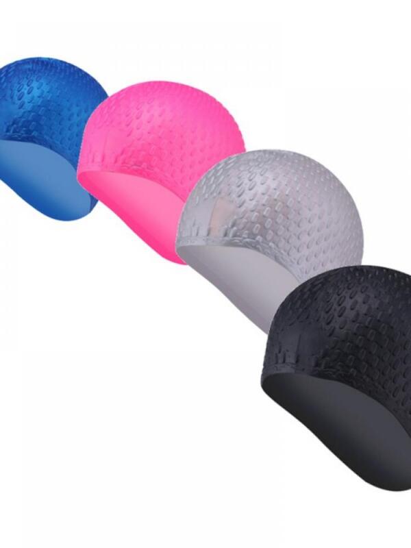 Topi Renang Silikon Pria dan Wanita Tas Telinga Desain Ergonomis 3D Topi Menyelam Renang Tahan Air Dewasa 1 Pak