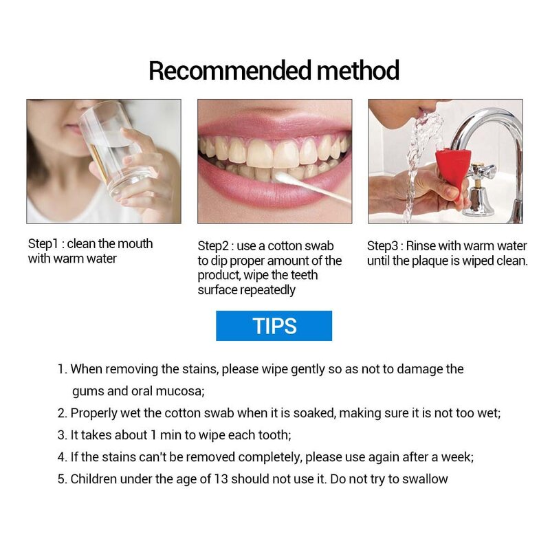 LANBENA esencja wybielania zębów z wacikami rozjaśnianie zębów wybielanie Serum higiena jamy ustnej płyn czyszczący usuń plamy z płytki nazębnej