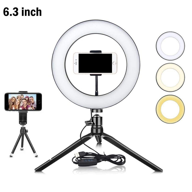 6.3/10inch ZDM LED Selfie lampa pierścieniowa zdjęcie wideo aparat telefon światła Ringlight na żywo YouTube wypełnić światło ściemniania LED lampa pierścieniowa