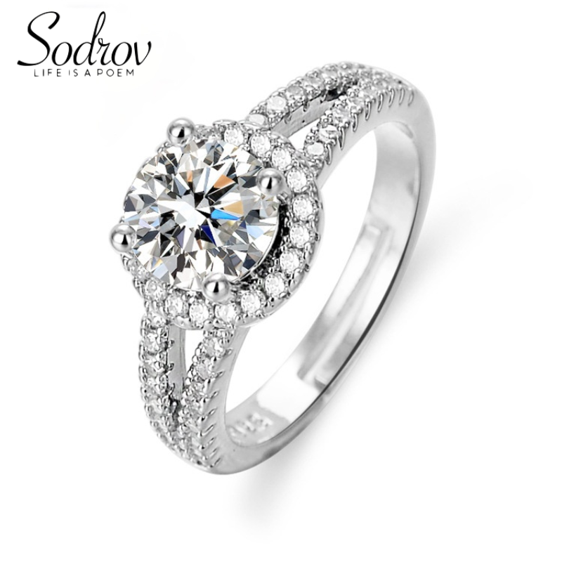 SODROV Sterling Silver Rings Women Jewelry Adjustable Engagement Ring Wedding Ring