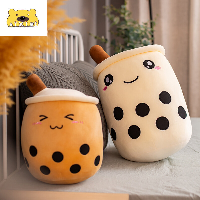 Herbata mleczna pluszowy kubek w kształcie poduszki nadziewane miękka poduszka pod plecy miś Kawaii lalka Anime niedźwiedź wypchana zabawka uścisk Kid urodziny prezent
