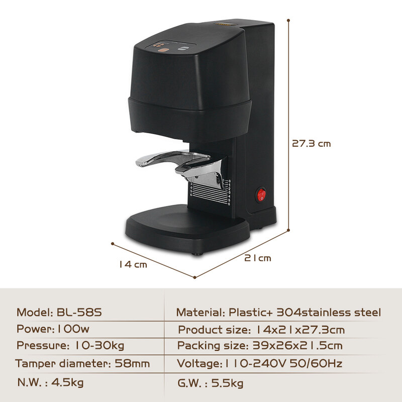 Máquina de café eléctrica automática, dispositivo de 58mm, fácil de usar, 220V, 240V, 110V, 50/60Hz, herramientas de café Espresso BL-58S
