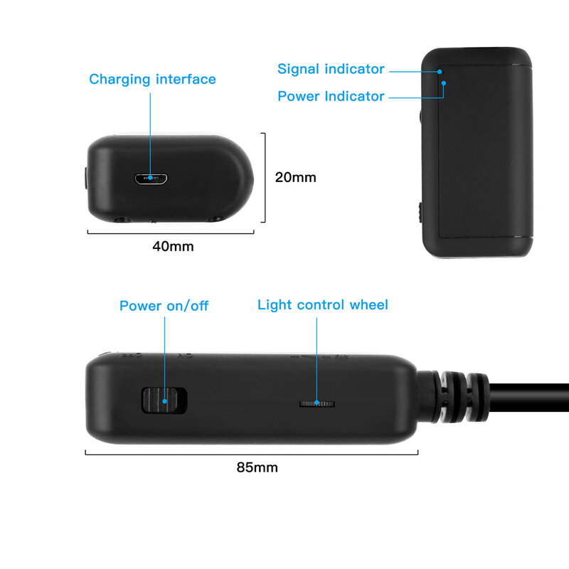 Proker Kamera Endoskopi WIFI IP67 Kamera Inspeksi Kabel Keras Tahan Air 5.5Mm 6 Borescope Endoskopi LED untuk IOS Android F220