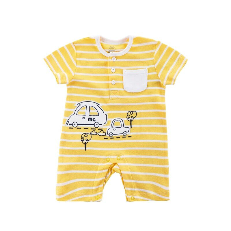 Цельный комбинезон для новорожденных, Открытое платье, Мужская Летняя одежда с коротким рукавом для малышей