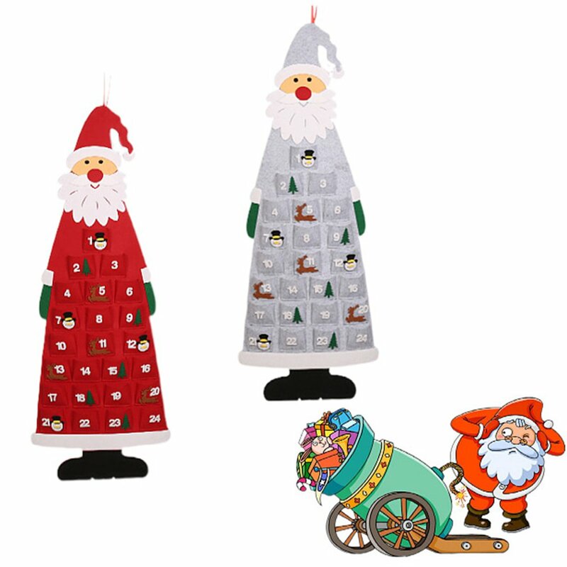 Calendario de Adviento navideño de Santa Claus, adornos de Navidad para vestíbulo, sala de estar, puerta, pared, fiesta, decoraciones colgantes