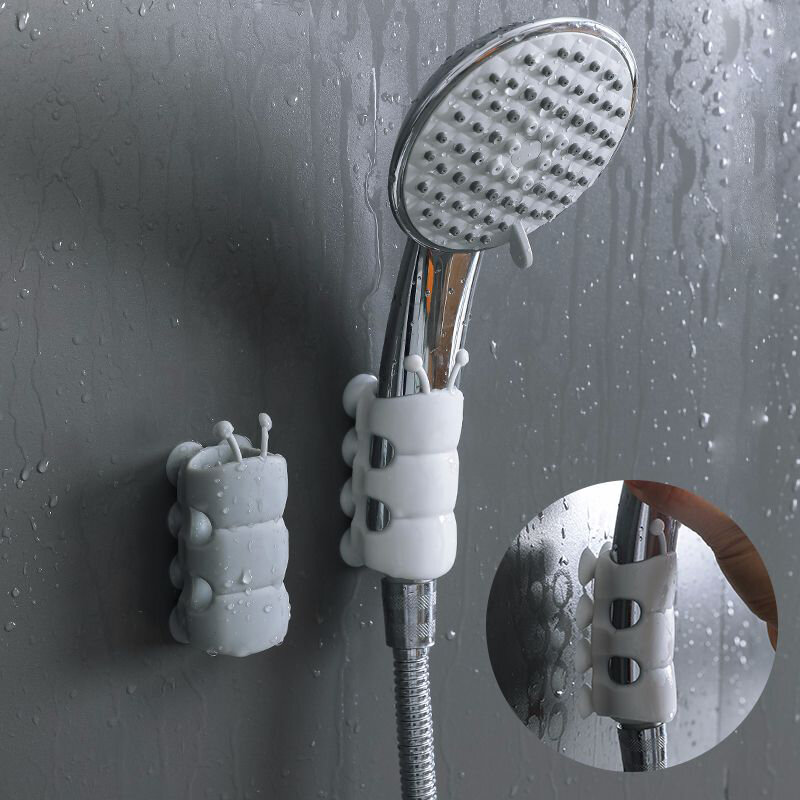 1 pçs ventosa suportes de silicone removível cabeça de chuveiro titular montagem na parede do chuveiro prateleira armazenamento rack do banheiro suprimentos