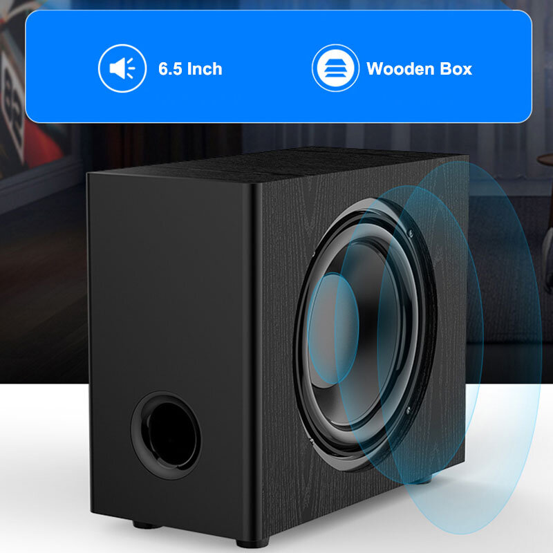 Amoi Serie Soundbar parete di legno puro altoparlante tv sound bar home theater Subwoofer Bluetooth 3D surround sound 12 corno Integrare